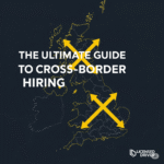 A graphic showing a map of the UK with yellow arrows crossing borders, illustrating the UK cross-border hiring rules for taxi and private hire.